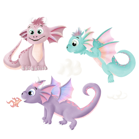 Transferts thermocollants - Mrs Mint Design - Dragon Girls... Set