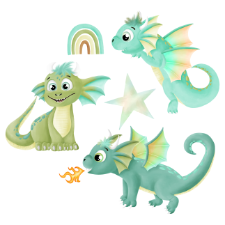 Iron-on transfers - Mrs Mint Design - Dragon Boys... Set