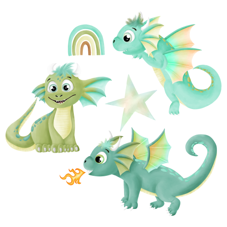 Transferts thermocollants - Mrs Mint Design - Dragon Boys... Set