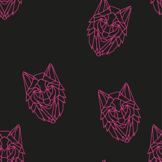 Alpenfleece - Neon Wolf schwarz